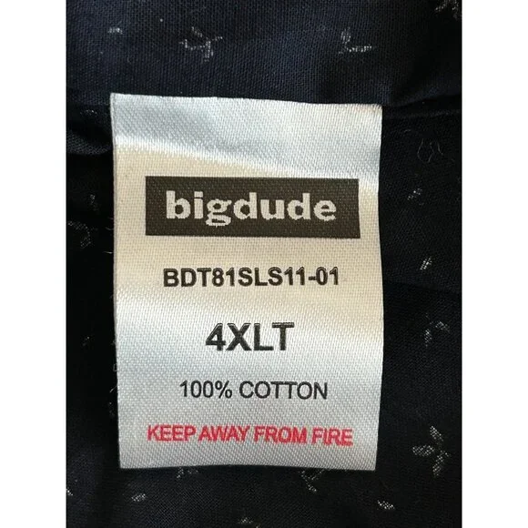 Big Dude Button Shirt Dress Men Size 4XLT Blue Workwear Formal Business Office - Picture 11 of 12